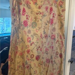 Floral Midi Skirt in Cream and Pink